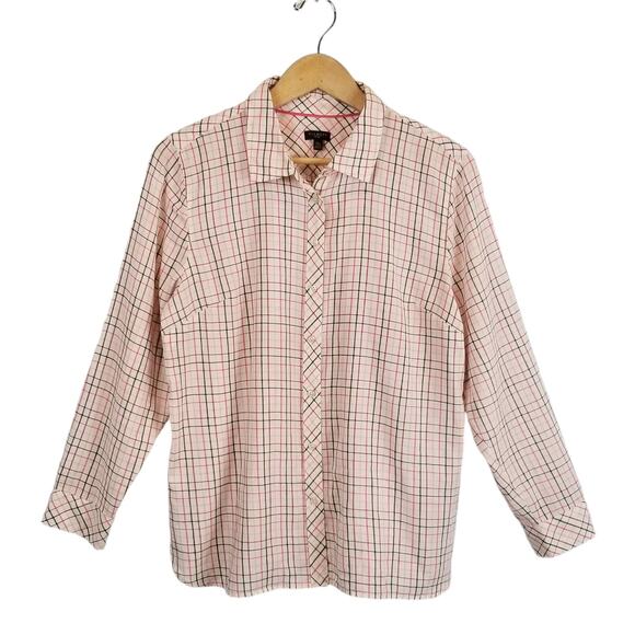 Talbots Tops - Talbots Petites Women's Window Pane Plaid Button Up Shirt Size XLP